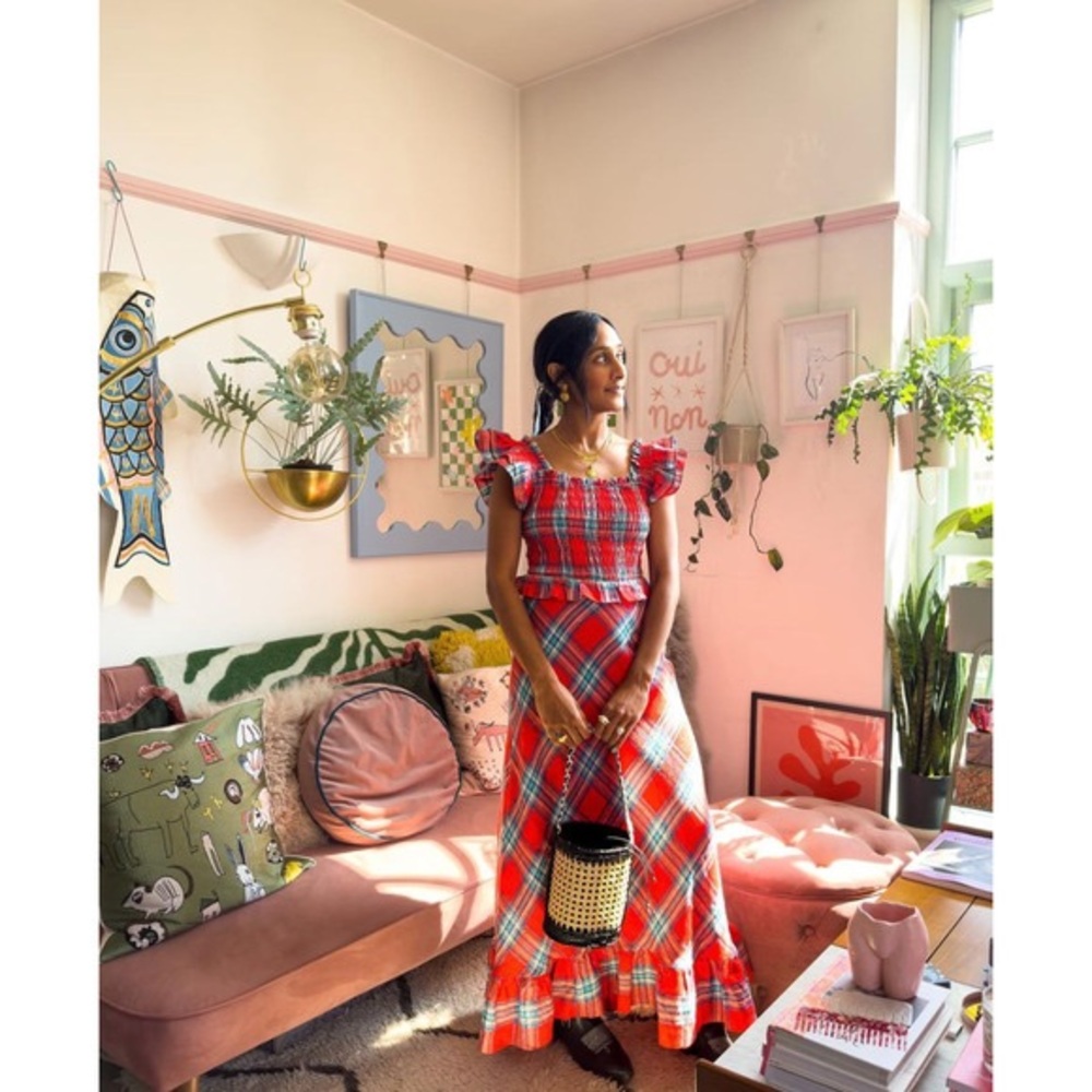 HUNTER BELL Mimi Dress / Size Small / Poppy Plaid